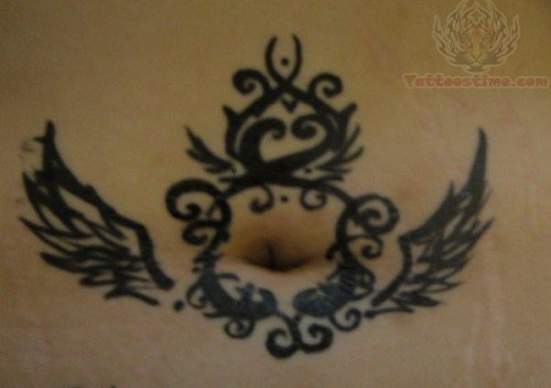 Winged Belly Button Tattoo